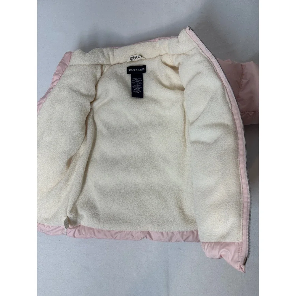 Ralph Lauren Kids Pink Down Puffer Jacket Fleece Lined 18M RN113338